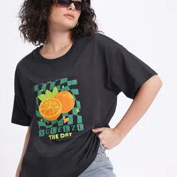 glitchez Positive Vibes Printed Relaxed Fit T-shirt-image-8