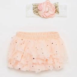 Biglilpeople Girls Pink Cotton Blend Skirt with Headband-image-63