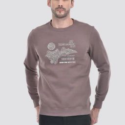 Numero Uno Pale Mauve Regular Fit Printed Sweatshirt-26