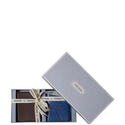 Hidesign Brown & Blue Casual Bi-Fold Wallet  for Couple-38