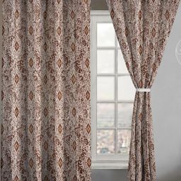 Lunar Days Set of 2 Brown 5 Feet 95% Room Darkening Eyelet Ring Window Curtains-0