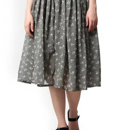 Moda Rapido Women Printed Midi Flared Skirt-picture-35