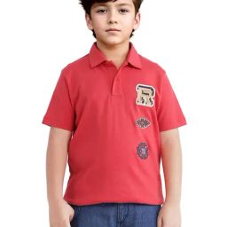 Rare Ones Boys Red Cotton Printed Polo T-Shirt-image-43