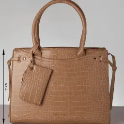 Allen Solly Brown Textured Handbag with Pouch image 4