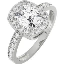 Emori 14k White Gold & Diamond Exquisite Cushion Sparkle Ring-image-55