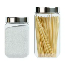 Femora Octo Transparent Glass Storage Jars (1550 ml, 2000 ml) - Set of 2-45