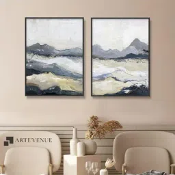 ARTE'VENUE Out Line Grey & Beige Canvas Wall Arts - Set of 2 (31 X 40 inch Each)-15