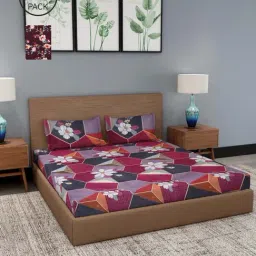 NEUDIS Multicolor Polyester 180 TC 2 Bedsheets with 4 Pillow Covers-image-97