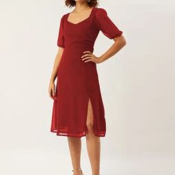 Anvi Be Yourself Maroon Shift Dress-picture-38