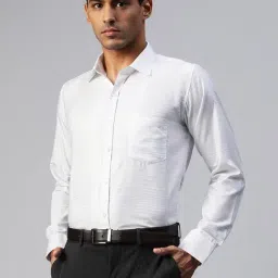 ManQ White & Blue Regular Fit Striped Shirt-image-43