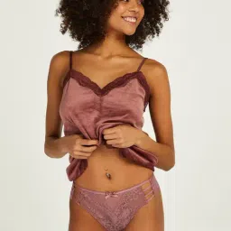 Hunkemoller Mauve Lace Brazilian Brief-2