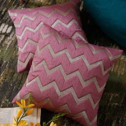 HOSTA HOMES Zipper Purple Silk Cushion Cover - Set of 2-image-42