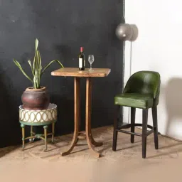 Artisans Rose English Pub Chesterfield Green Sheesham Wood & Leather Bar Chair-picture-11