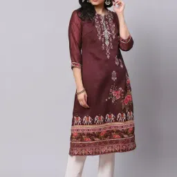 Biba Brown Printed Straight Kurta-32
