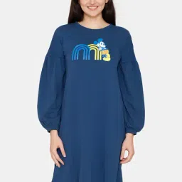 Zivame Blue Printed Night Dress-image-5