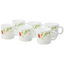 Larah by Borosil White Ceramic Tea & Coffee Mug - Set fo 6 180ml-image-10