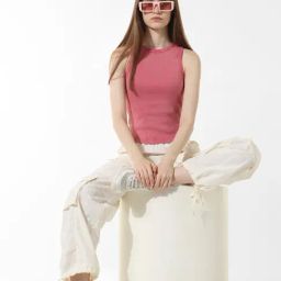 Only Pink Cotton Slim Fit T-Shirt-image-28