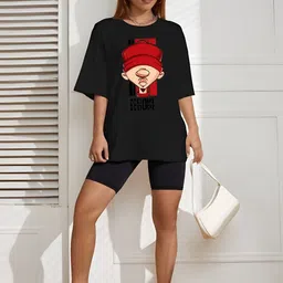Moda Rapido Women Printed Drop-Shoulder Sleeves T-shirt-picture-9