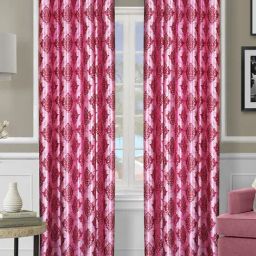Romee Pink Polyester Printed Curtains and Sheers-47