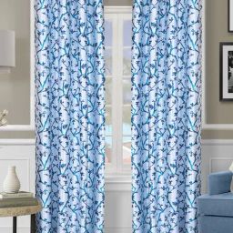 Romee Blue Polyester Floral Curtains and Sheers-4