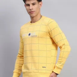 Monte Carlo Yellow Regular Fit Checks Sweatshirt image 4