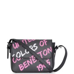 United Colors of Benetton Rylie Black PU Printed Sling Handbag-image-74