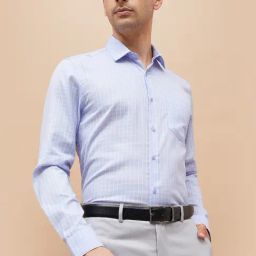 Code By Lifestyle Blue Slim Fit Checks Shirt-image-19