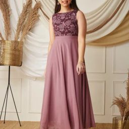 Mizuki Girls Purple Embroidered Dress-image-15