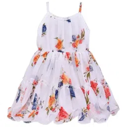 Wish Karo Girls White Floral Print Party Dress-image-73