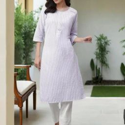 Aurelia Purple Cotton Striped Straight Kurta-image-47