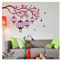 Kayra Decor Weaver Bird Nest Flower 66x55 Inch Wall Design Stencil Painting KHSNT273-image-19