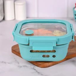 Glasafe Fresh Grip Mellow Green Borosilicate Tiffin with Protective Silicone Sleeve (520ml)-4