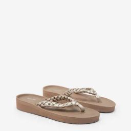 LUNA BLU by Westside Taupe Braid Pattern Flip-Flop-16