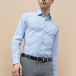 Code By Lifestyle Blue Regular Fit Striped Shirt-84