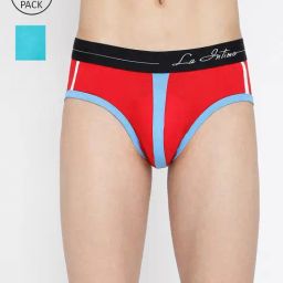 La Intimo Red & Teal Blue Comfort Fit Briefs - Pack Of 2-image-88