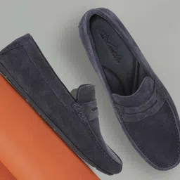 DAVINCHI Men Textured Leather Driving Shoes-image-6