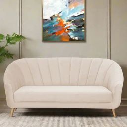 Febonic Camel Beige Neem Wood Kaylee 3 Seater Sofa-image-18