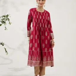 Daali Maroon Printed A Line Kurta-image-0