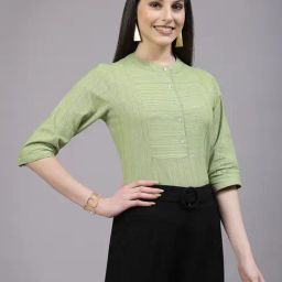 Style Quotient Green Cotton Textured Top-image-73