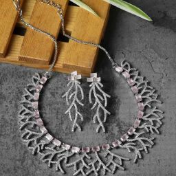 Zeneme Rhodium Plated AD Studded Jewellery Set-image-62