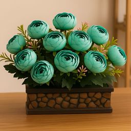ARTSY Green & Brown Peony Artificial Flower With Pot-11