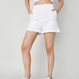 Ginger by Lifestyle White Cotton Shorts-image-27