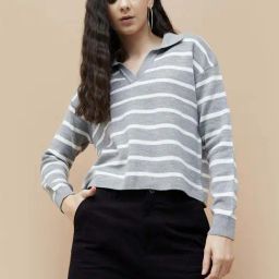 Ginger by Lifestyle Grey Striped Pullover-picture-30