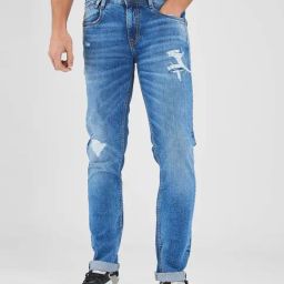 Spykar Blue Skinny Fit Distressed Jeans-image-86