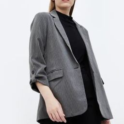 Code by Lifestyle Grey Striped Shrug-image-5
