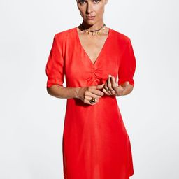 MANGO Red Solid Sustainable A-Line Dress-image-1