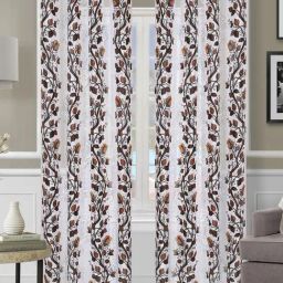 Romee Brown Polyester Floral Curtains and Sheers-30