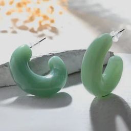 Voylla Green Resin Green Candy Hoop Earrings-picture-18