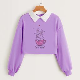 TOXICFASHION Girls Printed Polo Collar T-shirt-22