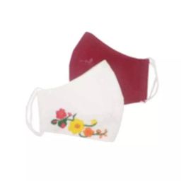 Ivillage Large Cotton Off White & Maroon Organic 3 Layer Face Mask Set Mask07L_Set6 (Pack of 25)-91